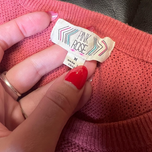 Pink Rose Women’s Sweater, Pink, White & Black Striped, Cotton, Size Medium - Picture 5 of 7